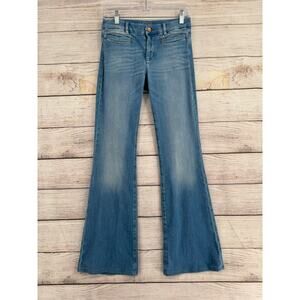 MiH Anthropologie Marrakesh High Rise Kick Flare Jeans Womens 28 Blue Light Wash